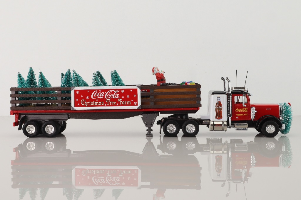 92554; Peterbilt Conventional Flatbed Trailer; Coca-Cola Christmas Tree Farm